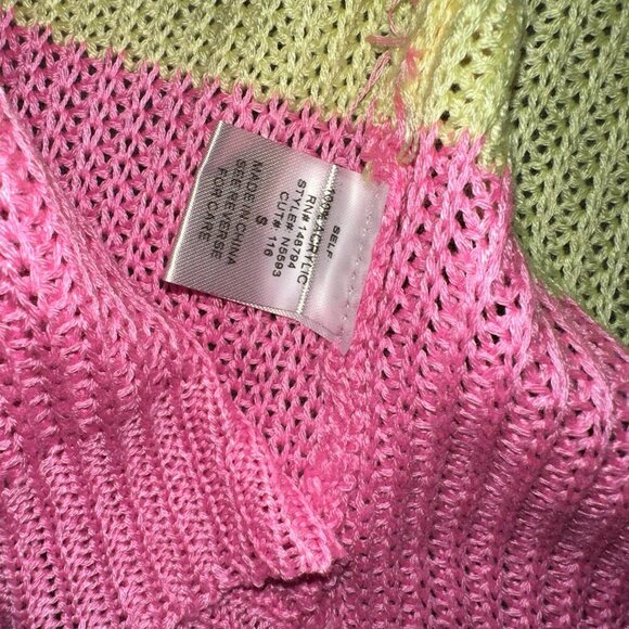 Pastel Rainbow Knit Long Sleeve Cardigan Lightweight Spring Pockets Colorblock - Picture 11 of 16